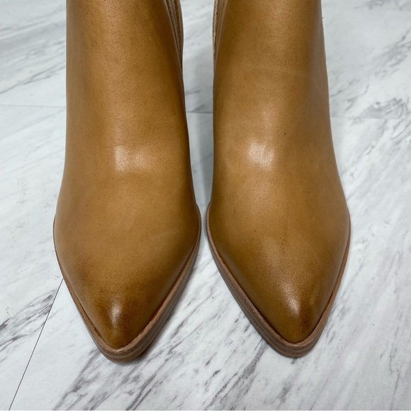 Marc Fisher Alva Brown Leather Heeled Bootie 5 1/2 M - Picture 10 of 14